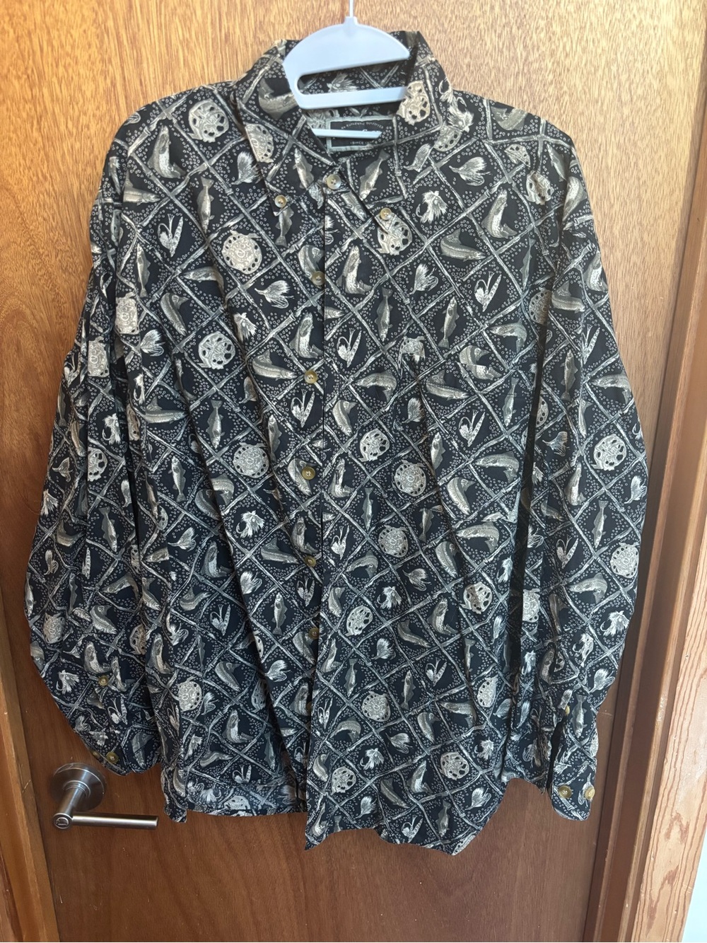 Field & Stream Black Patterned Button-Down Shirt